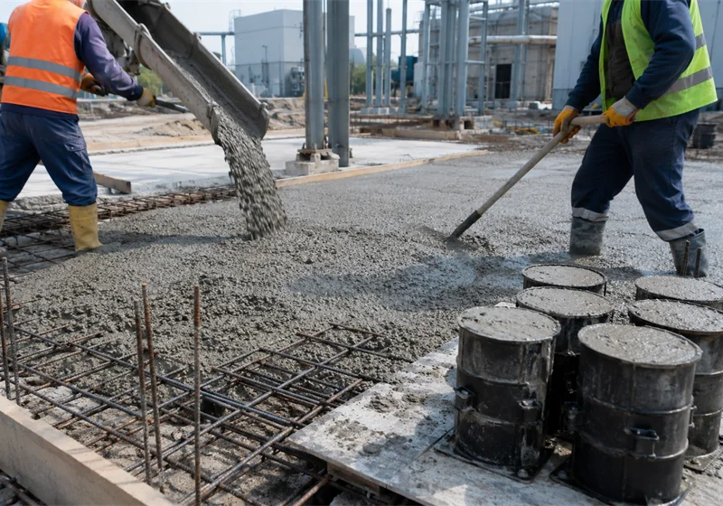 Sanayi sahasında beton dökümü ve numune kalıpları, Tuzla İstanbul — DNZ Grup Yapı Laboratuvarı